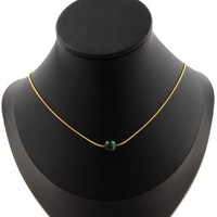 Halskette 1 Perle Tigerauge GrüN 8 Mm. Kette Stahl Made In Frankreich