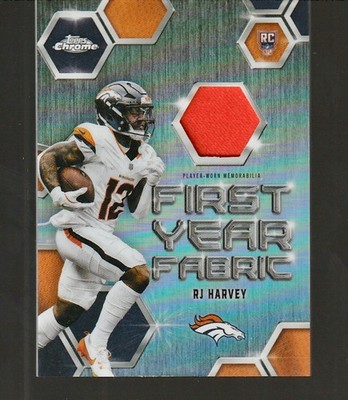 RJ Harvey- 2025 Topps Chrome NFL - First Year Fabric Player-Worn MEM - (RC)