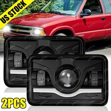 Pair 4x6 Led Headlights Halo Drl Hi-lo Beam For Chevrolet S10 1995-1997 Blazer
