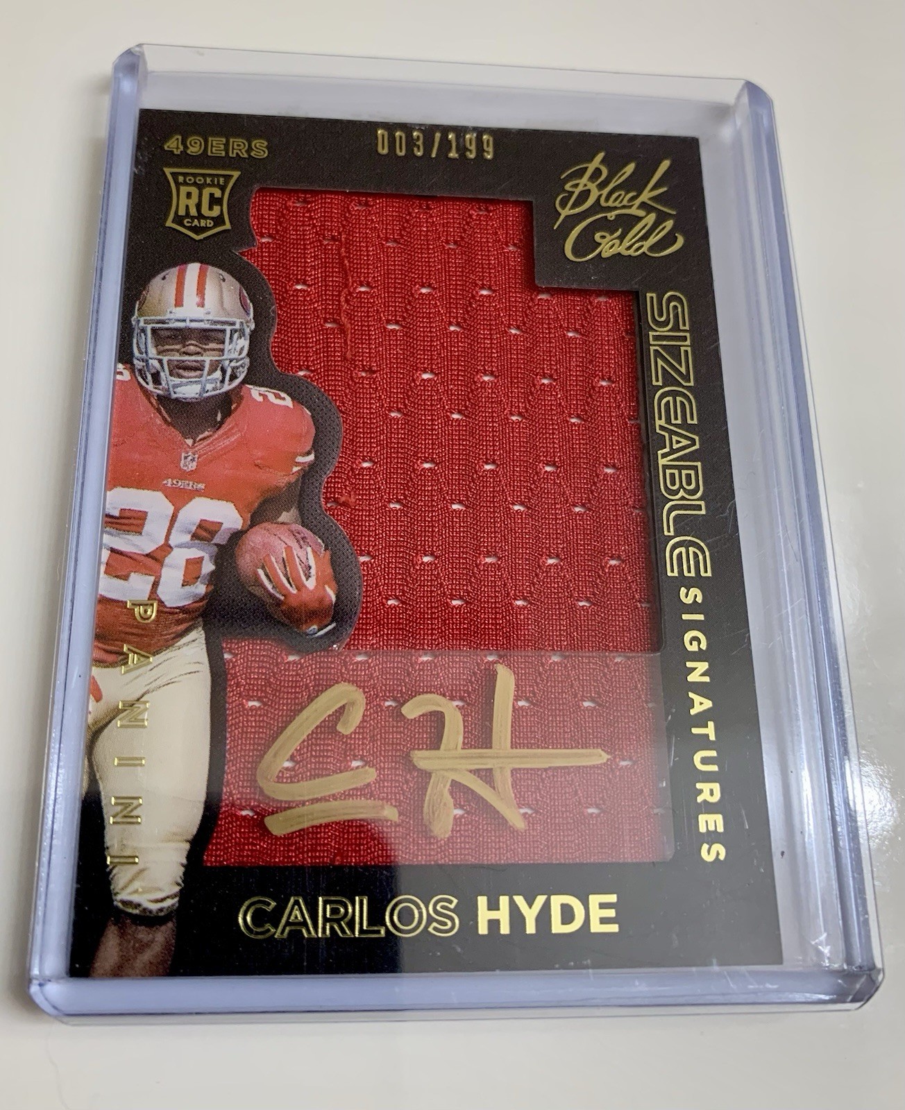 2014 Panini Black Gold - Rookie Autograph Jerseys Carlos Hyde #RAU-CH   3/199