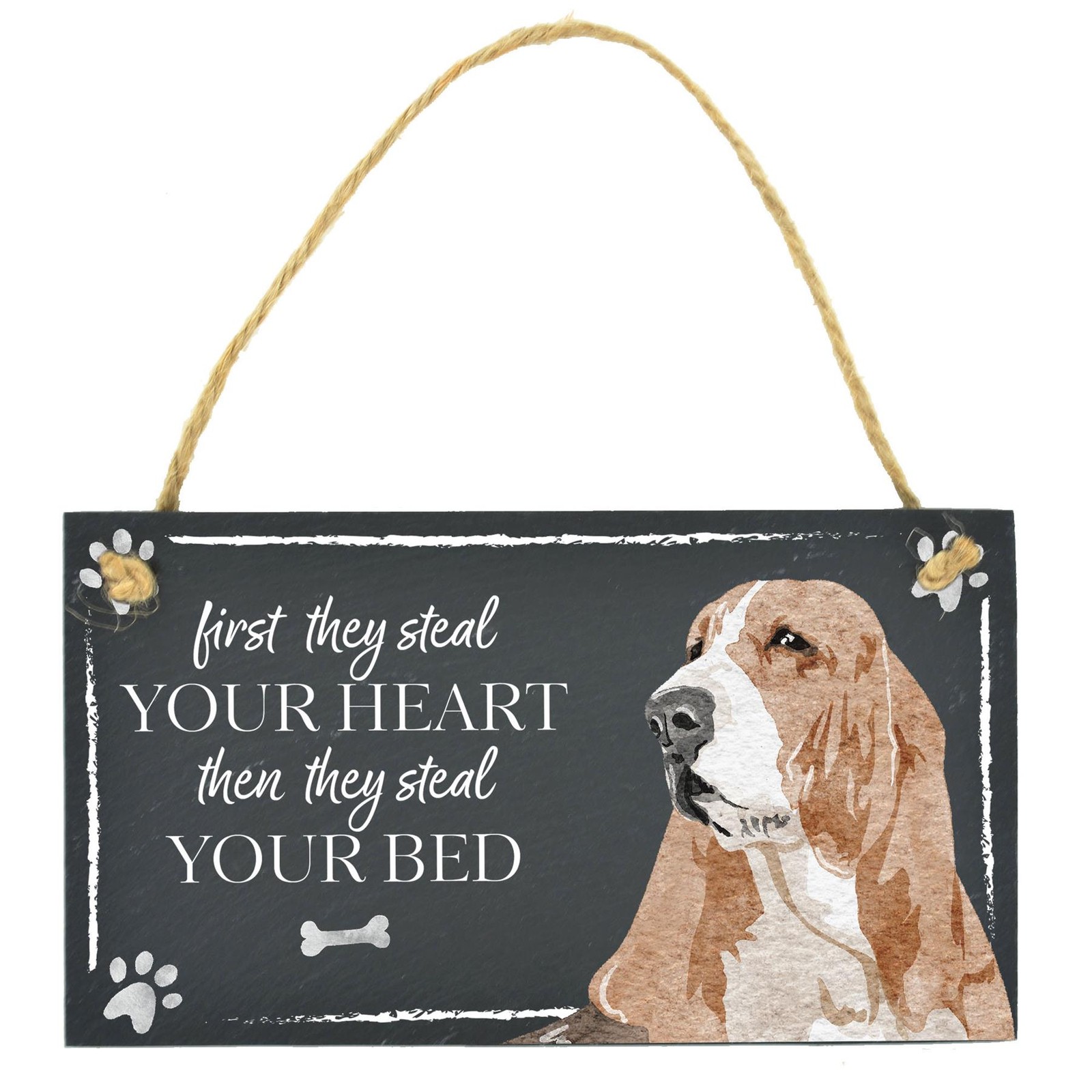 Basset Hound Dog Decorative Gift Dog Lover Slate Rectangle Hanging Plaque