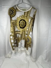 Versace Jeans Baroque Sweatshirt White Gold Mens Large Designer Jumper
