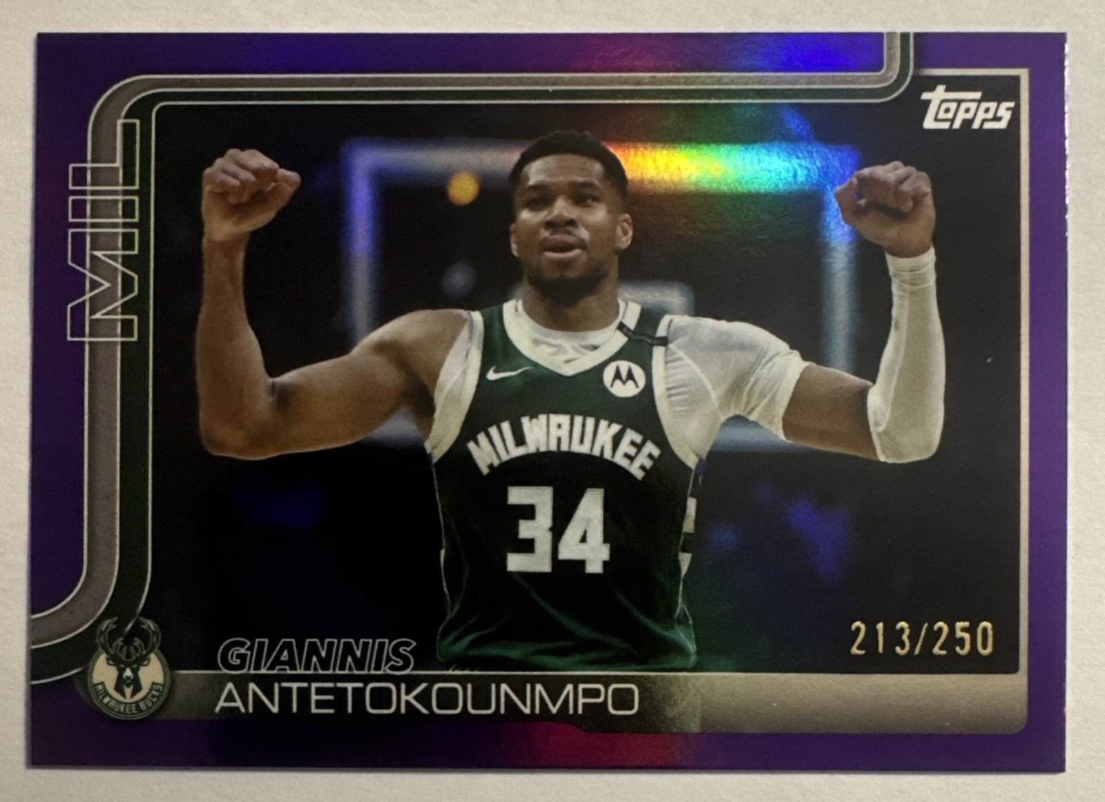 2025-26 Topps Flagship Basketball #54 Giannis Antetokounmpo Purple Foil /250