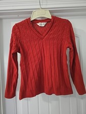 Vintage Franco Verdi Womens Brick Red Open Knit cable Knit Textured Sweater S/M