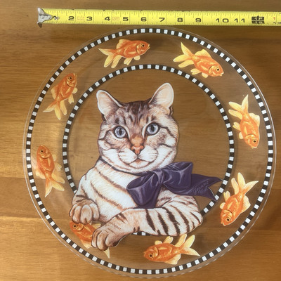 Joanne West  Through The Looking Glass   Cat Plate Platter 13'' Kitten Cat-Lover
