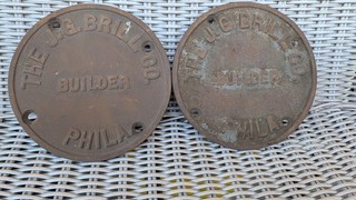 THE J.G. BRILL CO. PHILADELPHIA RAILROAD CAR BUILDER PLATES