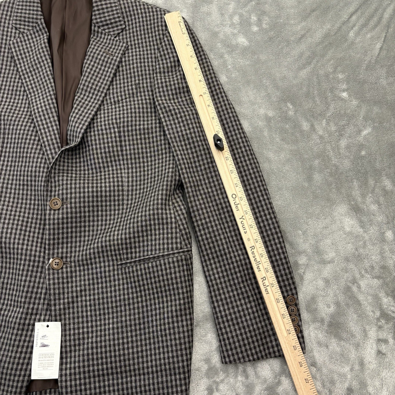 Armani Collezioni Giorgio Jacket Mens 38R Check Dark Brown Blazer 2 Button image 9