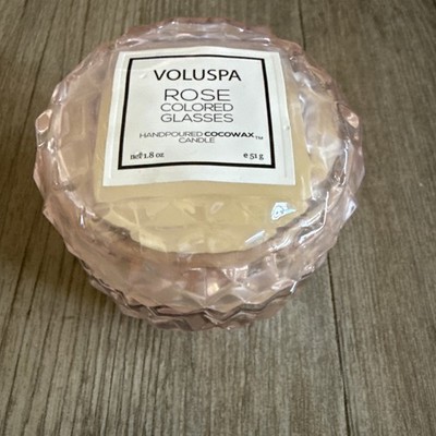 Voluspa ROSE COLORED GLASSES Diamond Glass Jar Candle Small 1.8 Oz New Rare