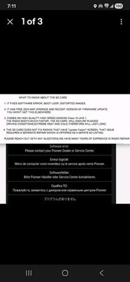 PIONEER AVIC-8000NEX SOFTWARE ERROR BOOT LOOP FIX SD CARD 