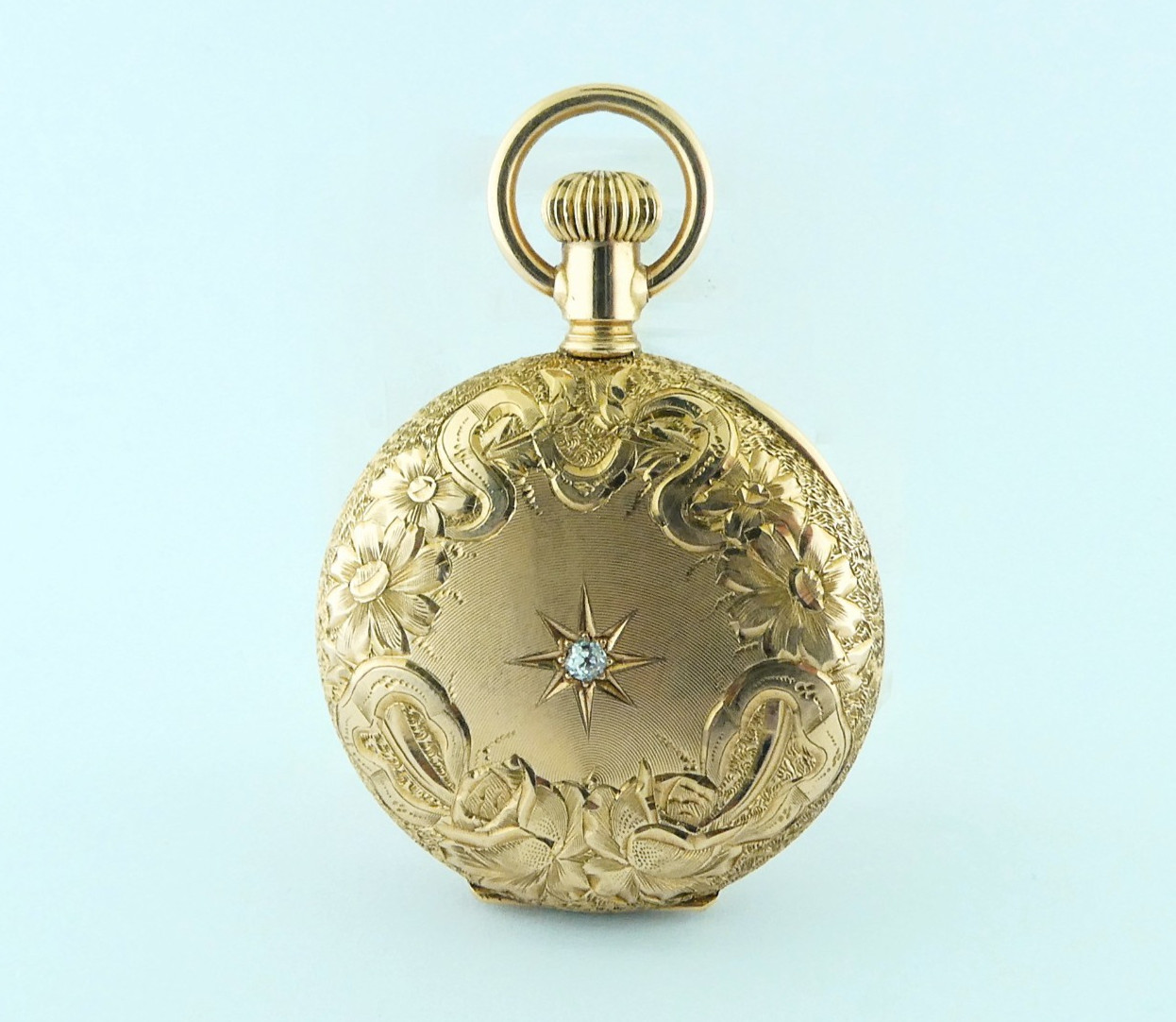 Antique Elgin 14K Gold Engraved Floral Ornate Hunters Case Pocket Watch c.1904