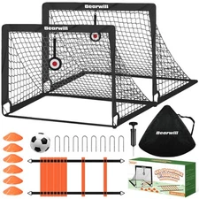 Soccer Goal, Kids Soccer Goals for Backyard Set of 2, 4x3ft Portable Soccer G...