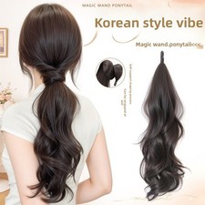 Natural Fluffy Curly/Straight Ponytail for Women Hair Extension Wrap Around