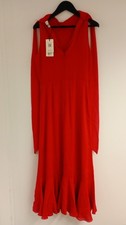 Womens Red Ted Baker Woven  Dress Red Size 8 Brand New with Tags