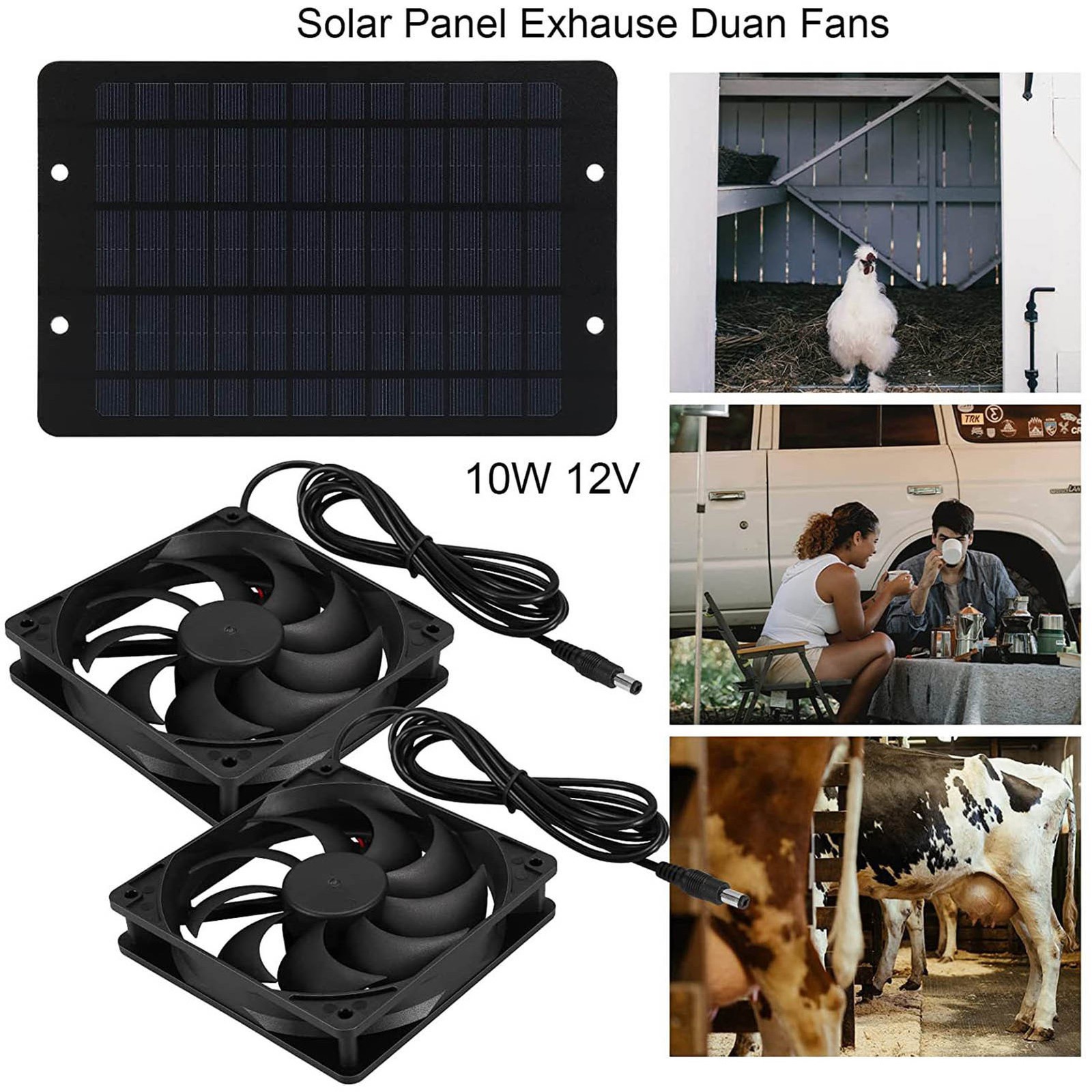 Solar Powered Exhaust Fan Kit 10W 12V Solar Panel Dual Fan Kit For Greenhouse Ch
