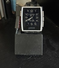Pebble Steel Smartwatch Leather Band Mint open box With Cable And Support