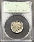 1937 Buffalo Nickel 5c - PCGS AU58 - OGH Rattler Holder