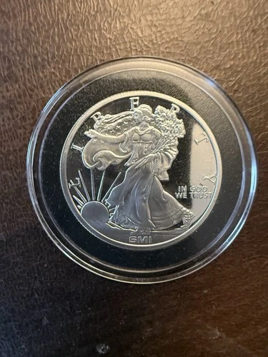 1 Ounce .999 Fine Silver Silver Round Walking Liberty SMI Plastic Holder