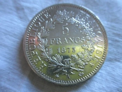 PIÈCE DE 5 FRANCS HERCULE EN ARGENT 900% 25 GRAMMES QUALITÉ SUP ANNÉE 1873 - Photo 1/4