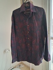 Robert Graham Limited Edition Burgundy Paisley Jacquard roll cuff Shirt Sz M