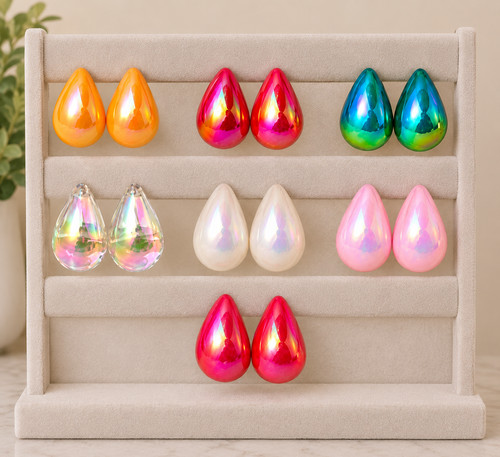 Women's/girls vintage pearl drop earrings -7 pairs