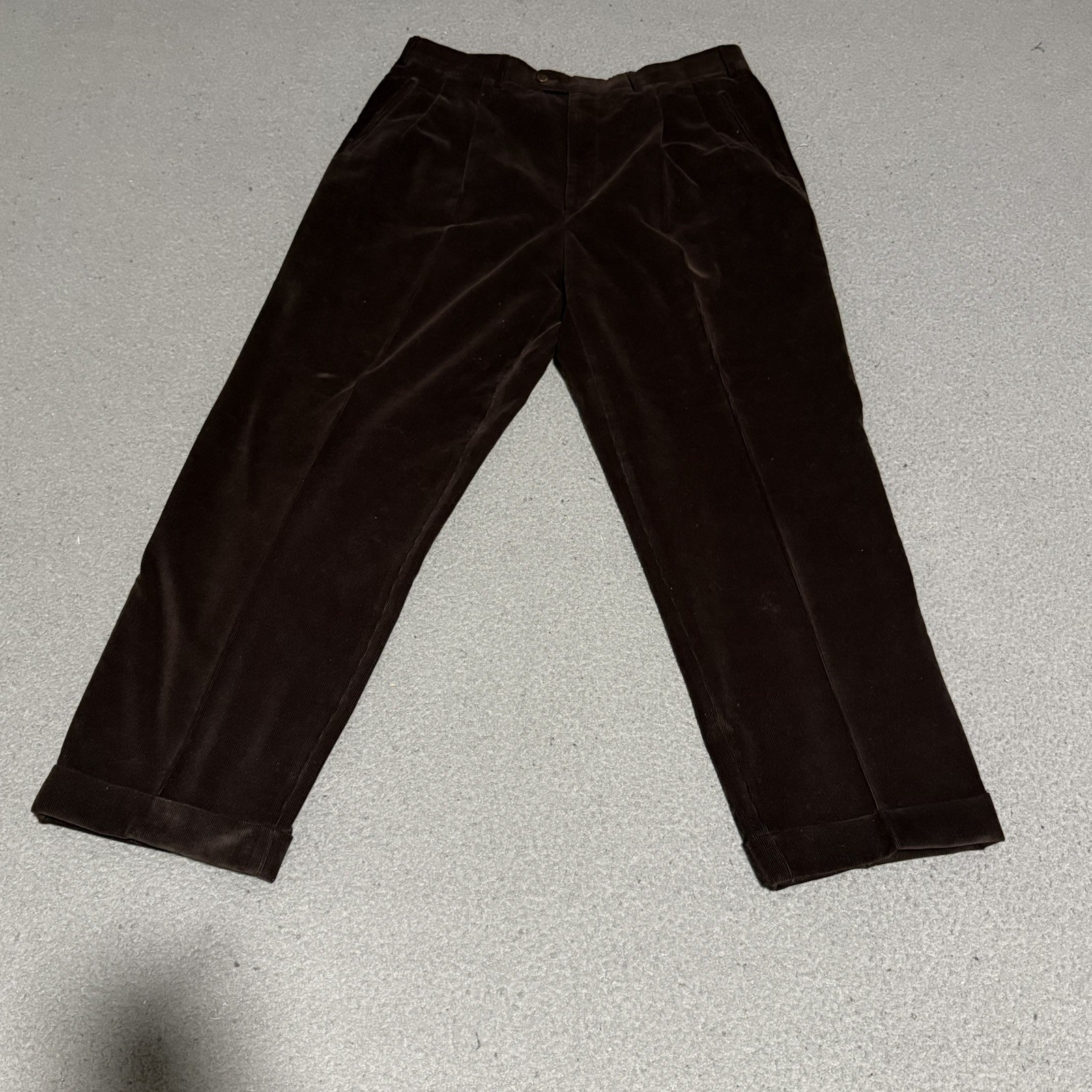 Ermenegildo Zegna Brown Corduroy Pants Men’s Size 40 Pleated 100% Cotton
