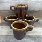 4 Vintage Hull Pottery Oven Proof USA Brown Drip Glaze Coffee Mugs