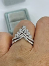 2.10 Ct Round Cut Moissanite Engagement Ring 14K White Gold Finish