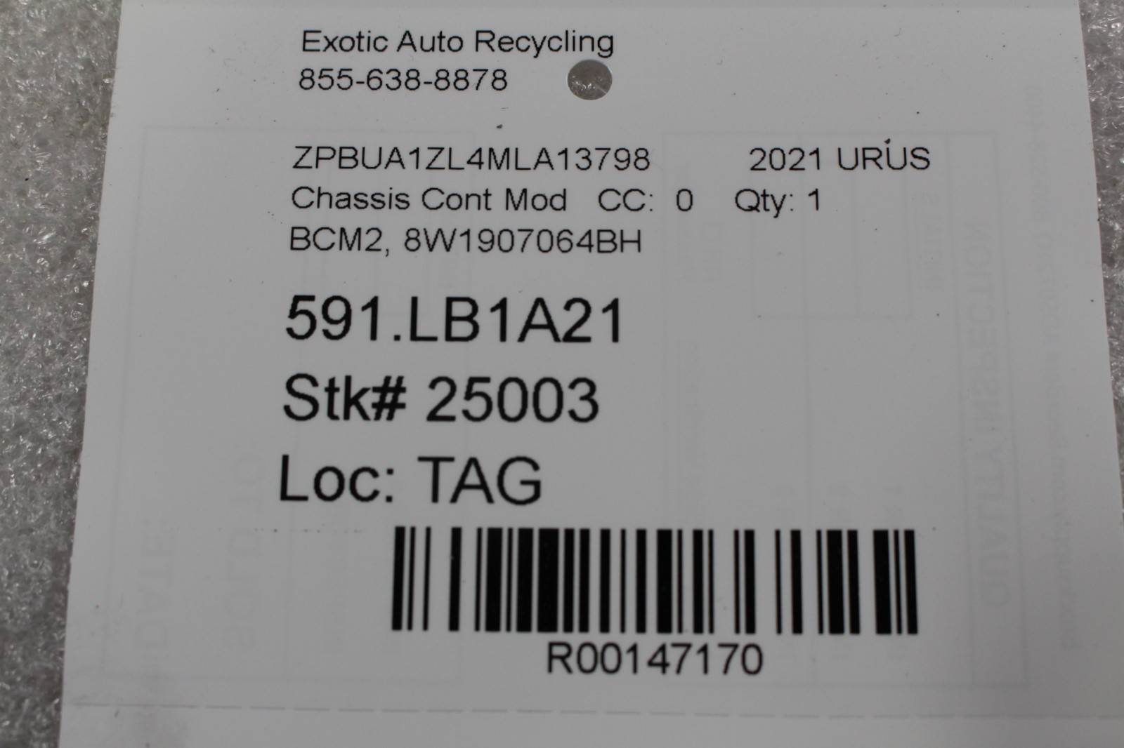 Lamborghini Urus, BCM2 Control Module, Used, P/N 8W1907064BH