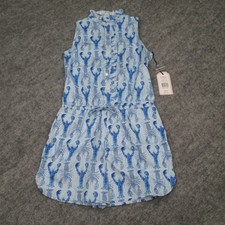 Classic Prep Romper Girls Size 12 Blue Gingham Lobsters Print Sleeveless Cotton