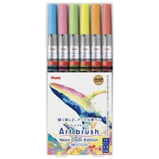 Pentel Color Brush Pen Art Brush 6-Color Set XGFLP-LM6STA