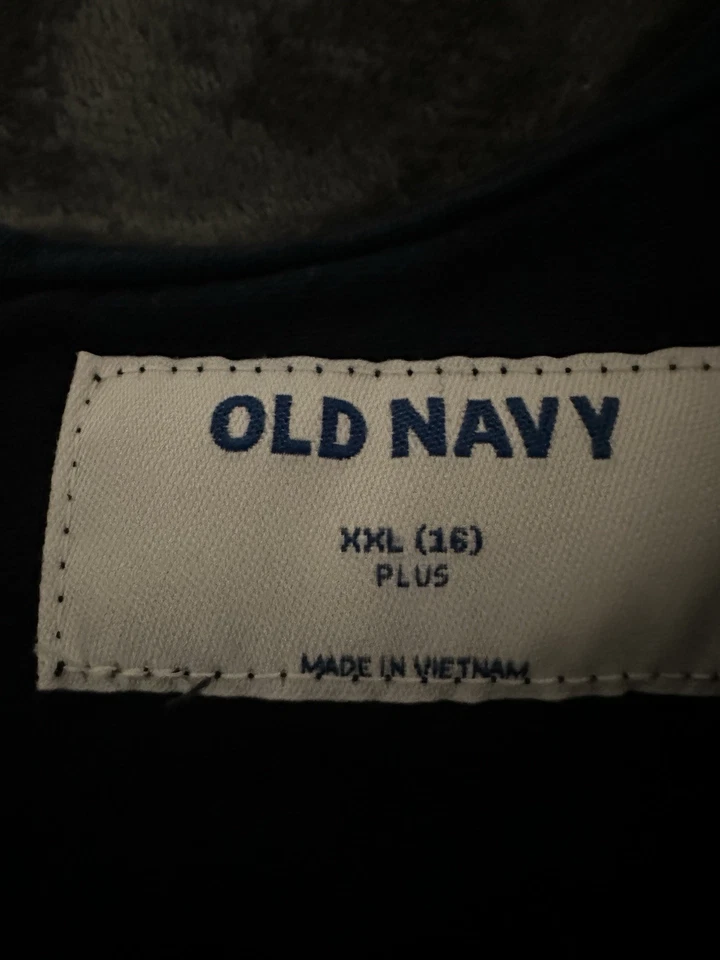 Vestido de verano azul marino antiguo para niñas talla XXL Plus con dobladillo añadido inferior Foto 3 de 4