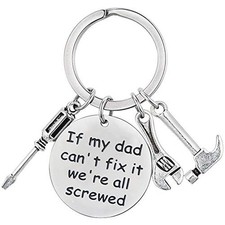XGAKWD Dad Papa Funny Keychain Gift for Fathers Day, If My Dad Can't Fix It W...