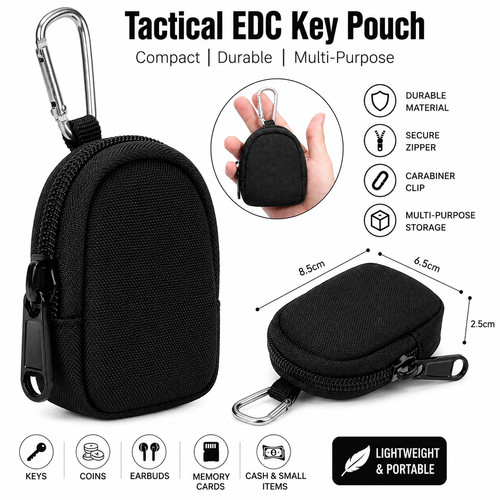 Tactical EDC Key Pouch Wallet Coin Purse Zipper Keychain Holder Mini Outdoor Bag