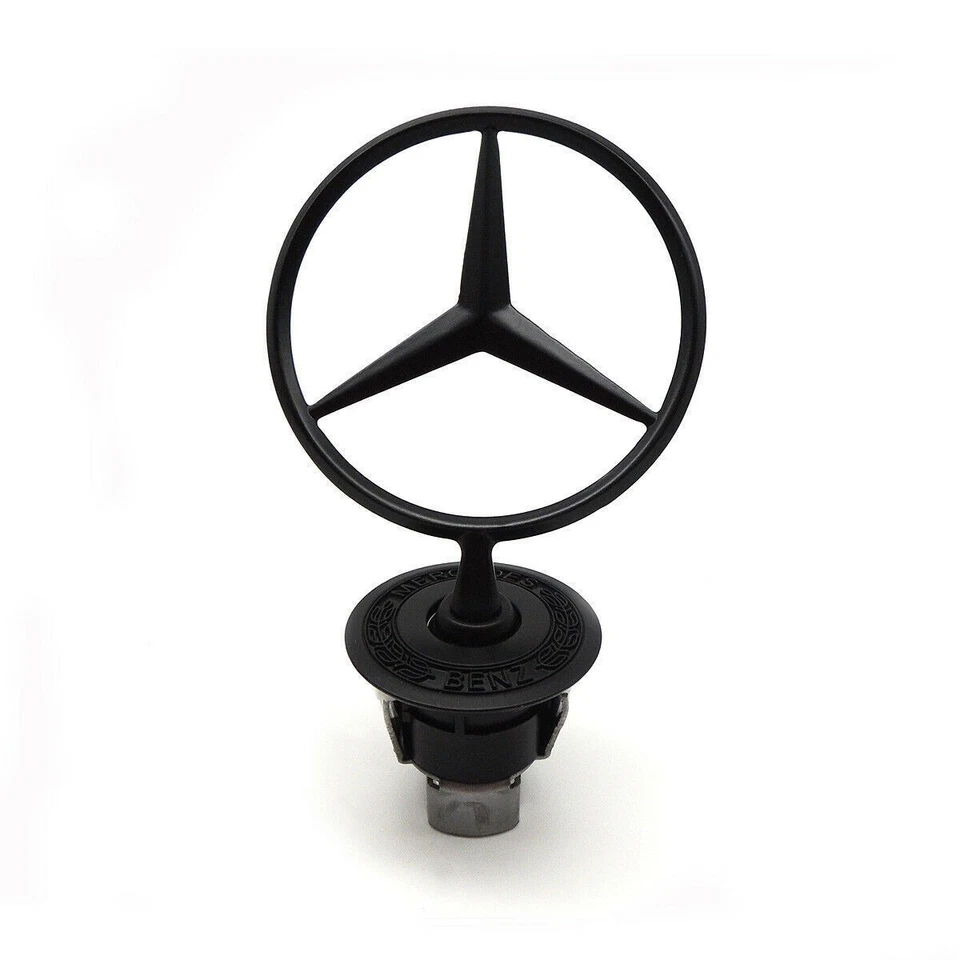 Front Hood Ornament Mounted Black Star Emblem Fits Mercedes Benz E C S CLASS Foto 3 de 4