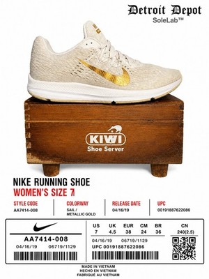 Nike Zoom Winflo 5 Sail Metallic Gold AA7414-008 Women s Size 7 Running
