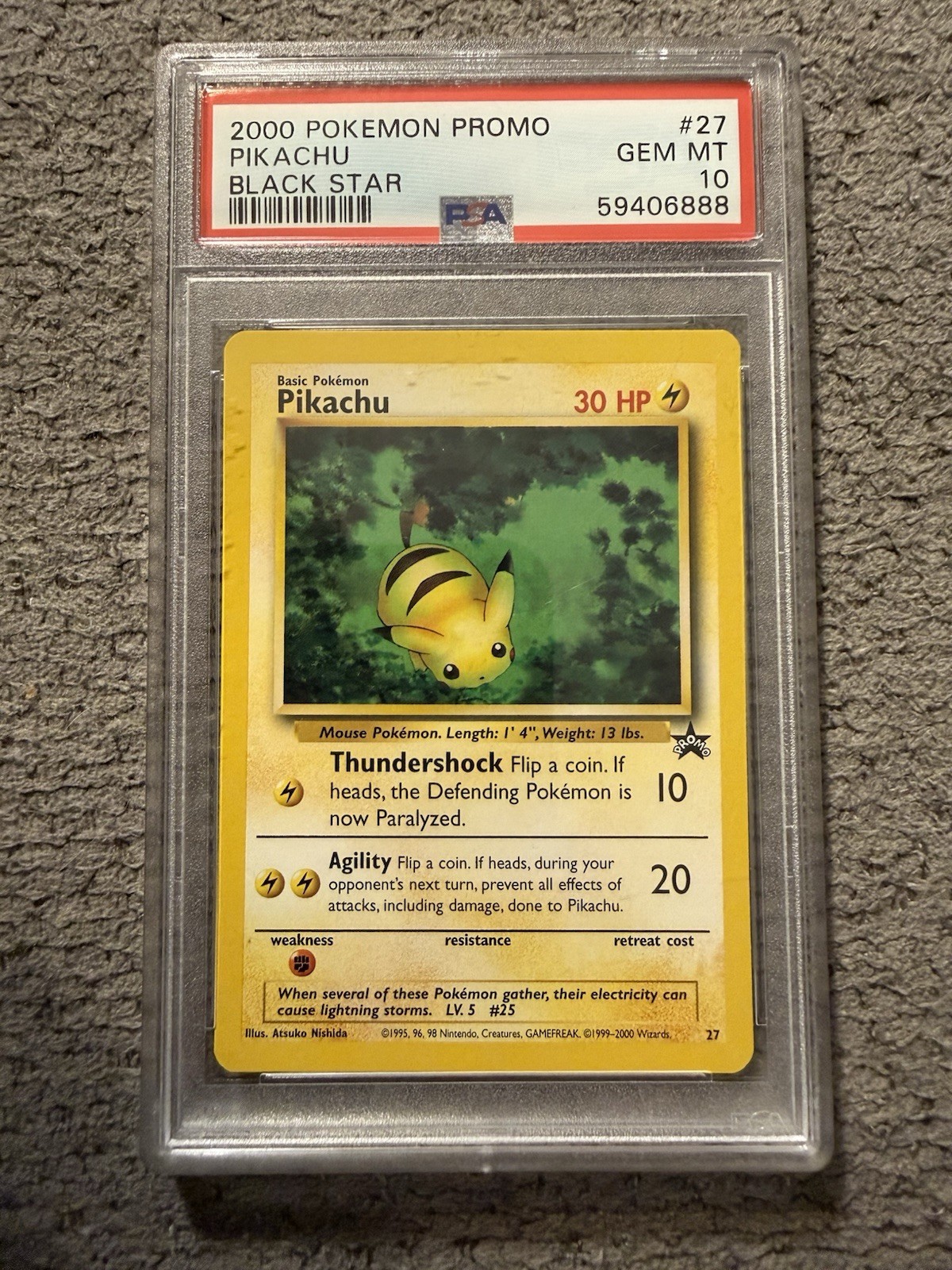 2000 POKEMON PROMO BLACK STAR #27 PIKACHU PSA 10