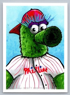 Phillie Phanatic Sketch Card - Scott Sketches Fan Art Trading Card