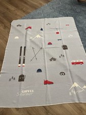 David Fussenegger Reversible Throw Blanket Red/gray/brown/blue Ski Theme 66 X 54