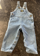 Baby B'gosh by Oshkosh Vestbak bib overalls size 18 months denim w snaps Intact