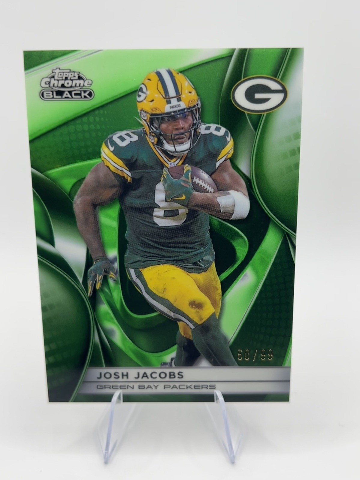2025 Topps Chrome Black #39 Josh Jacobs Green Refractor /99 Packers 
