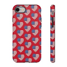 Tough Cases. American Flag in Heart Shapes, Phone Cases.