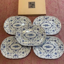 Mino ware Ryuhogama Aoka Arabesque spaghetti set 5-piece set Hanafuryu Mizome