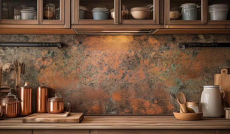 Real Copper Wall Art Panel – Handcrafted Patina Backsplash for Kitchens & Bars - image 2 of 4