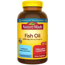 Nature Made Fish Oil Omega-3, 1200mg, Heart Health, 230 Softgels, 115 Day Supply