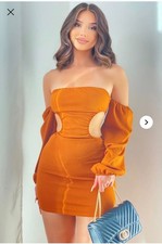 Fashion Nova Burnt Orange Cutout Mini Dress
