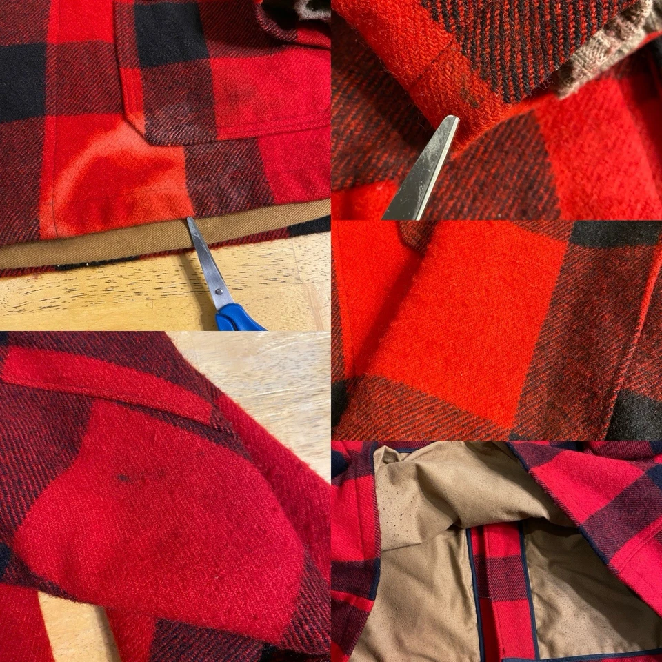 Vintage Woolrich Jacket 70s Men’s Plaid Buffalo Flannel Red Black Sz 48 XXL - Image 4 of 4