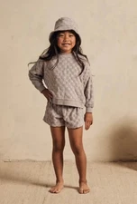 NWT Rylee Cru Boxy Pullover sweatshirt Cloud Check 8-9y
