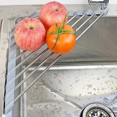 Roll Up Dreieck Geschirr Trockengestell Küche Spüle Organizer Ecke über der Spüle