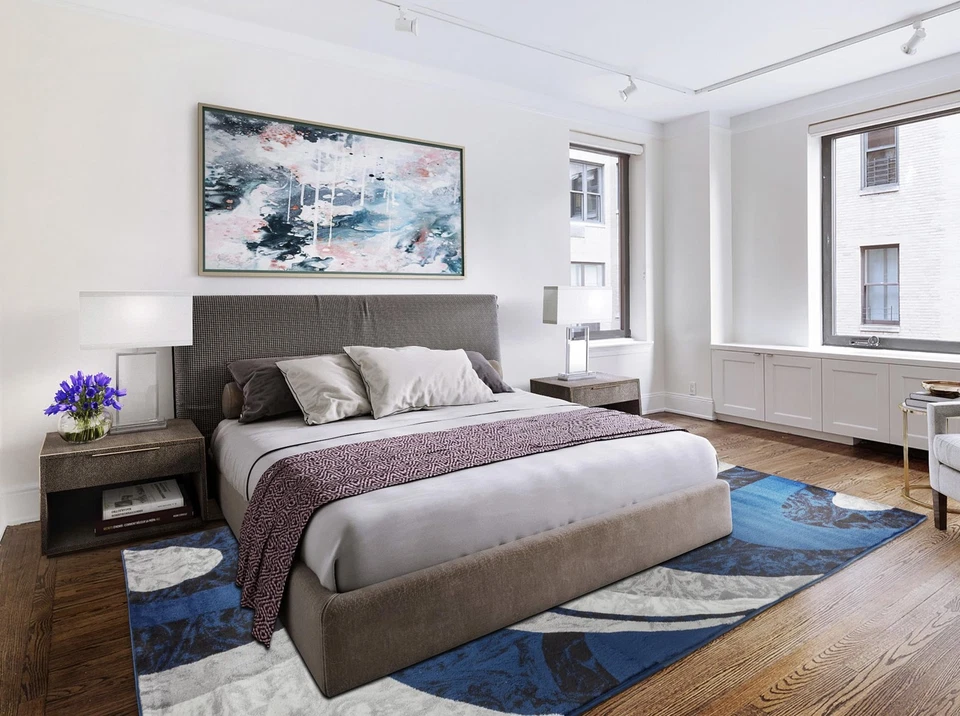 Alfombra moderna contemporánea de diseño de remolinos, lujosa, elegante y de moda... Foto 3 de 4