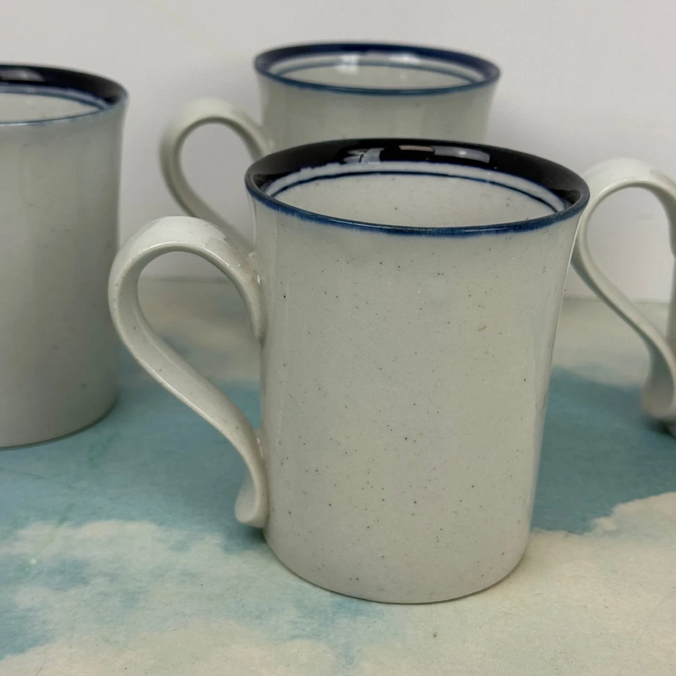 Juego de 4 tazas de café a rayas azules Dansk Bistro Christianshavn té JAPÓN Foto 3 de 4